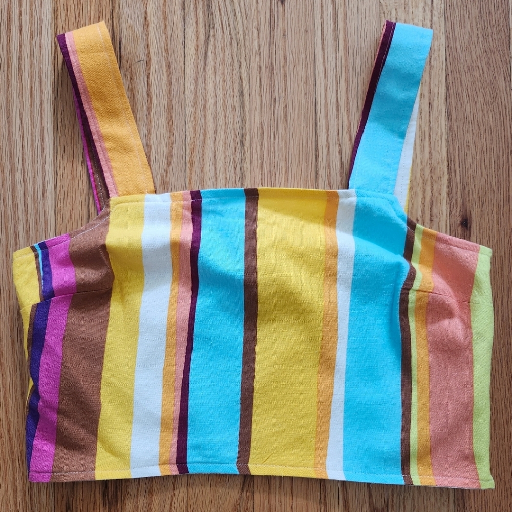 GB Striped Printed Linen Blend Top Women's /Juniors Size S